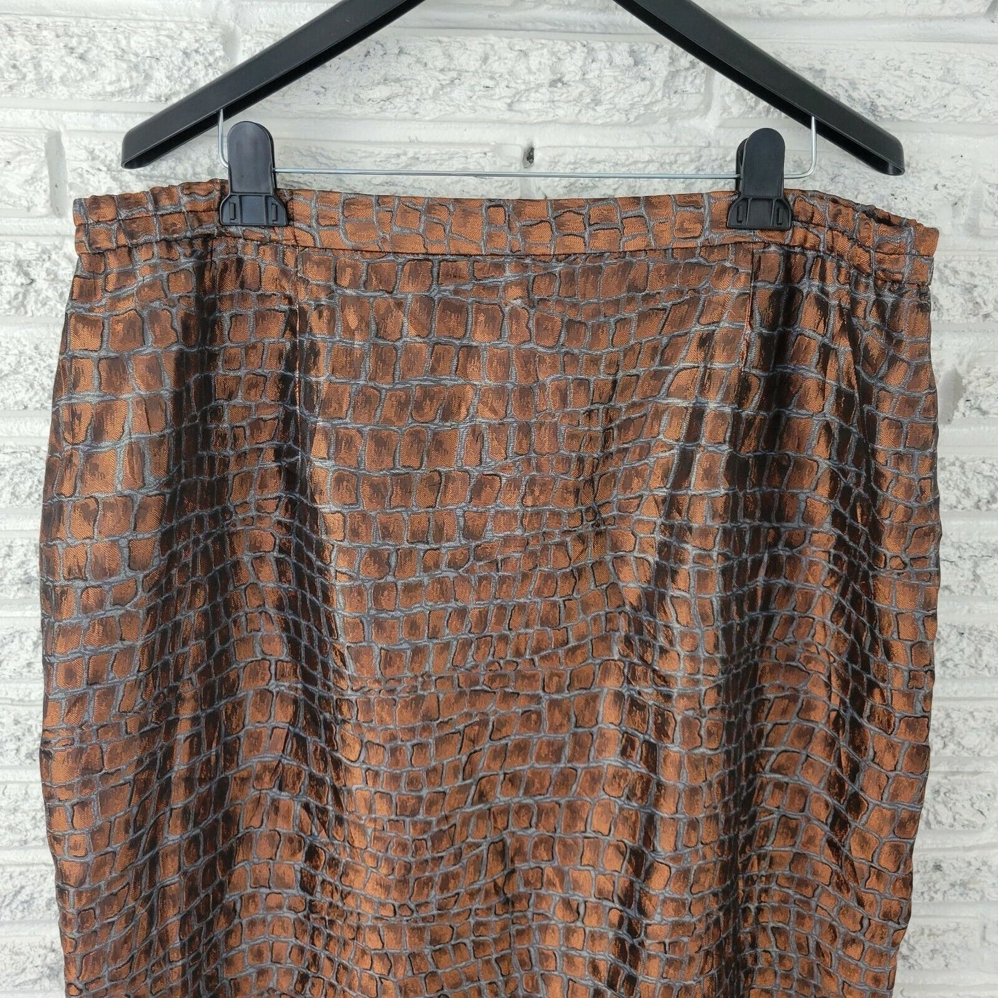 Justin Taylor Womens Skirt 24W Midi Pencil Straight Brown Animal Print Career