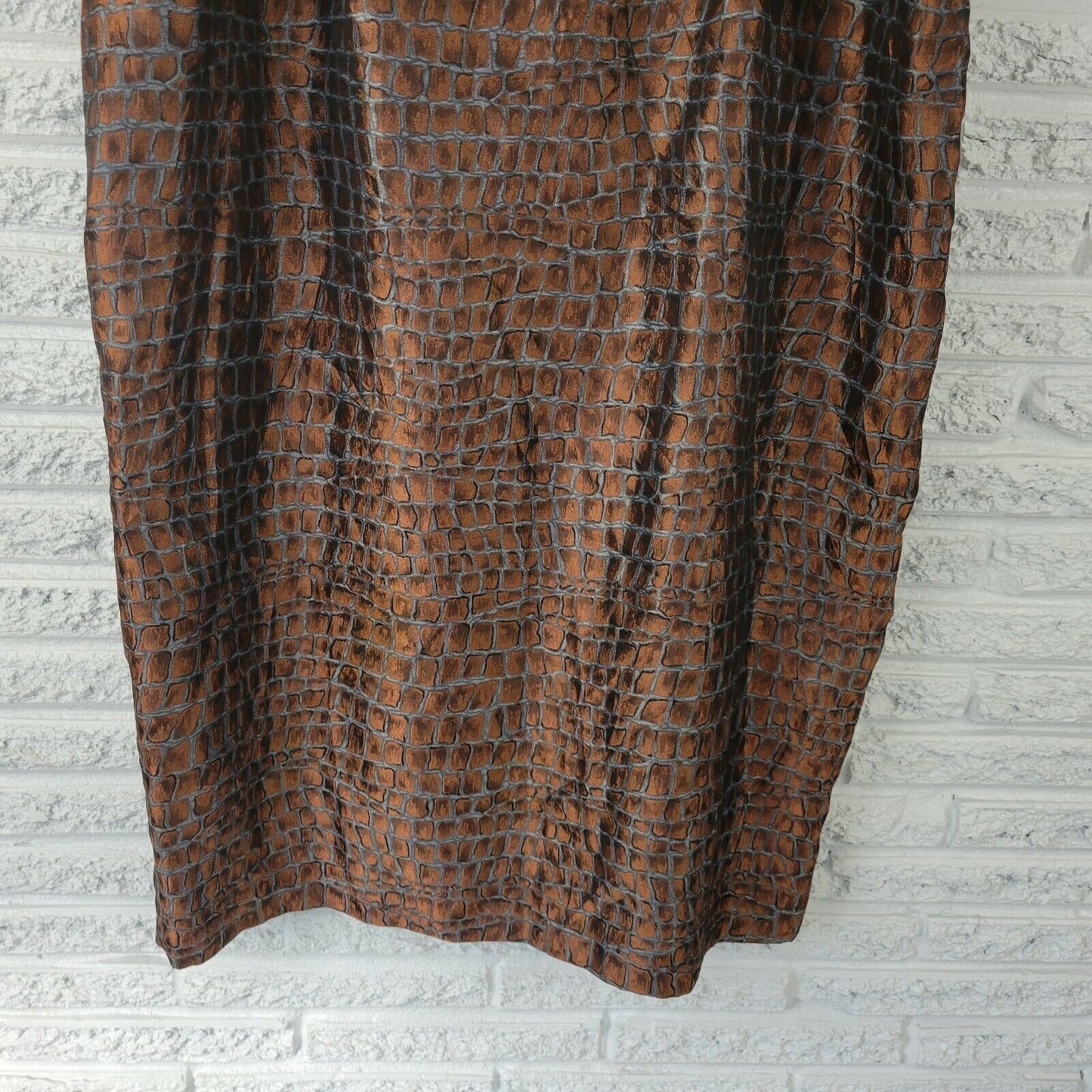 Justin Taylor Womens Skirt 24W Midi Pencil Straight Brown Animal Print Career
