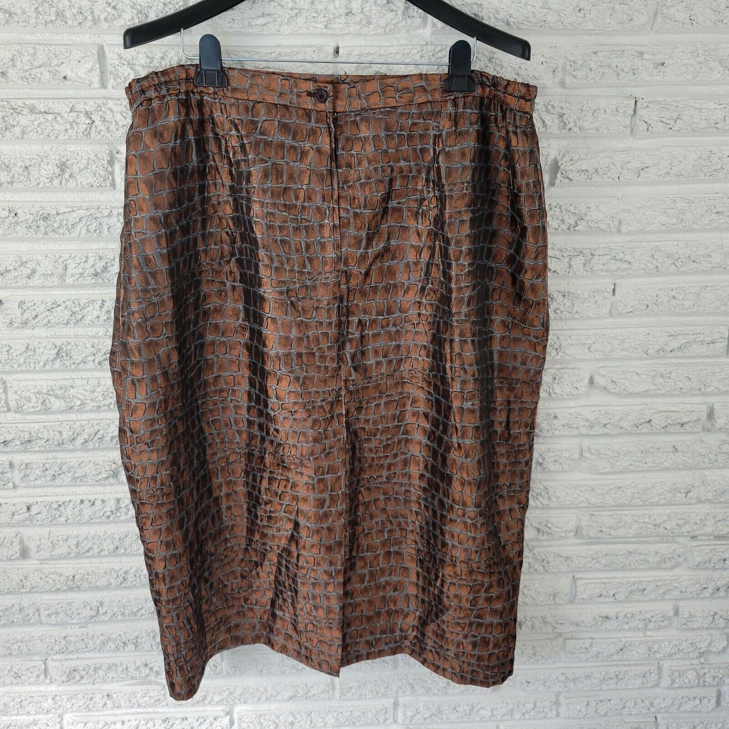 Justin Taylor Womens Skirt 24W Midi Pencil Straight Brown Animal Print Career