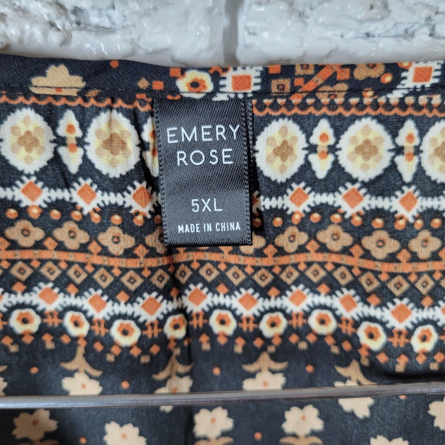 Emery Rose Womens Top 5XL Baby Doll Black Geometric Slick Lightweight Polyester