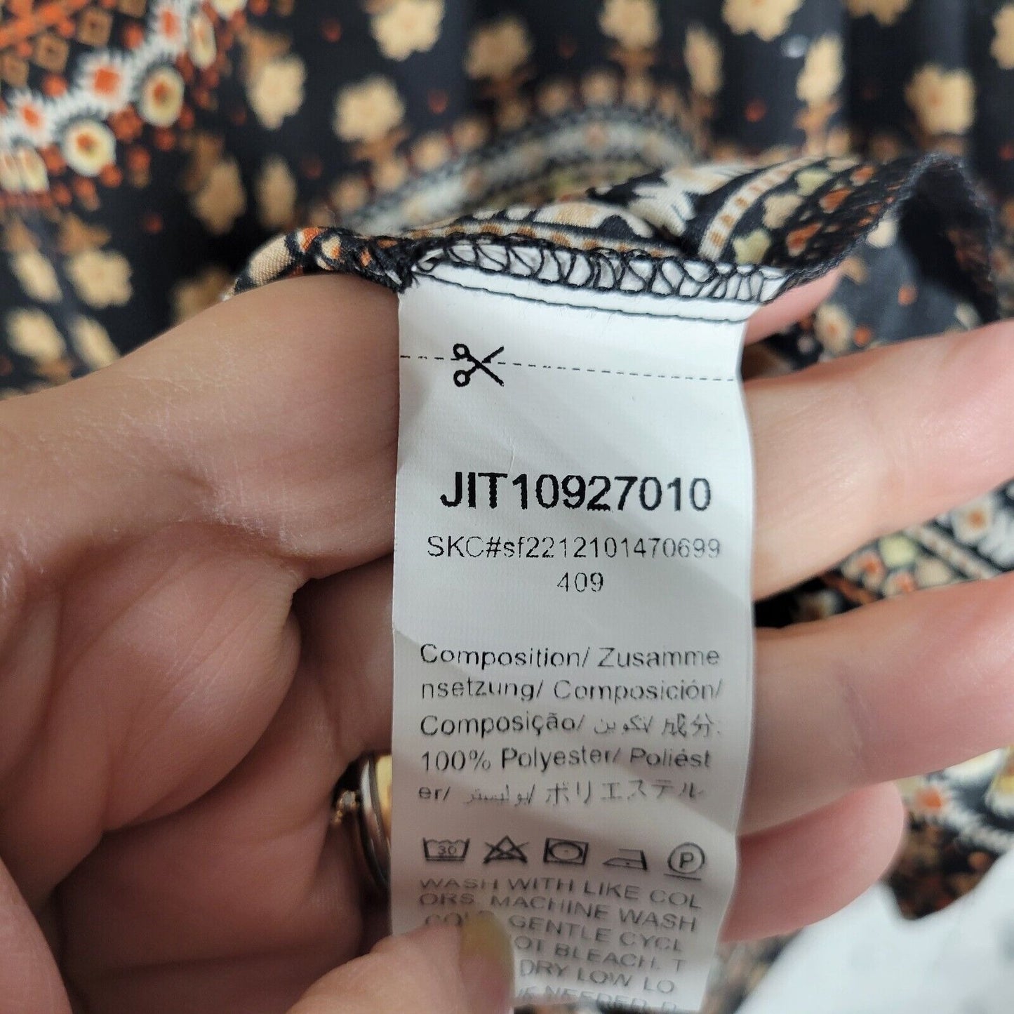 Emery Rose Womens Top 5XL Baby Doll Black Geometric Slick Lightweight Polyester