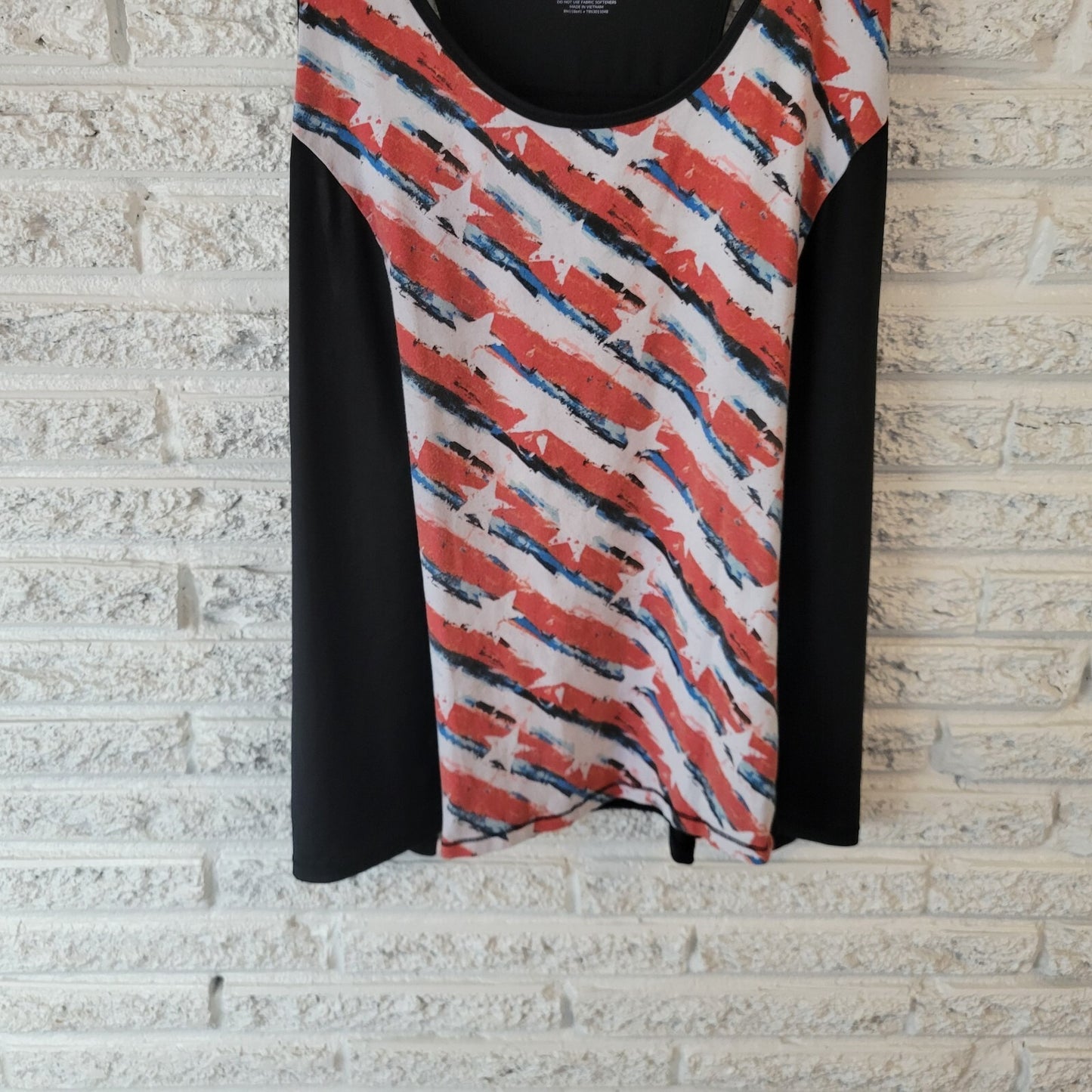 Fourth of July B Active Womens Top 22 24 Plus Tank Racerback Black Red Patriotic