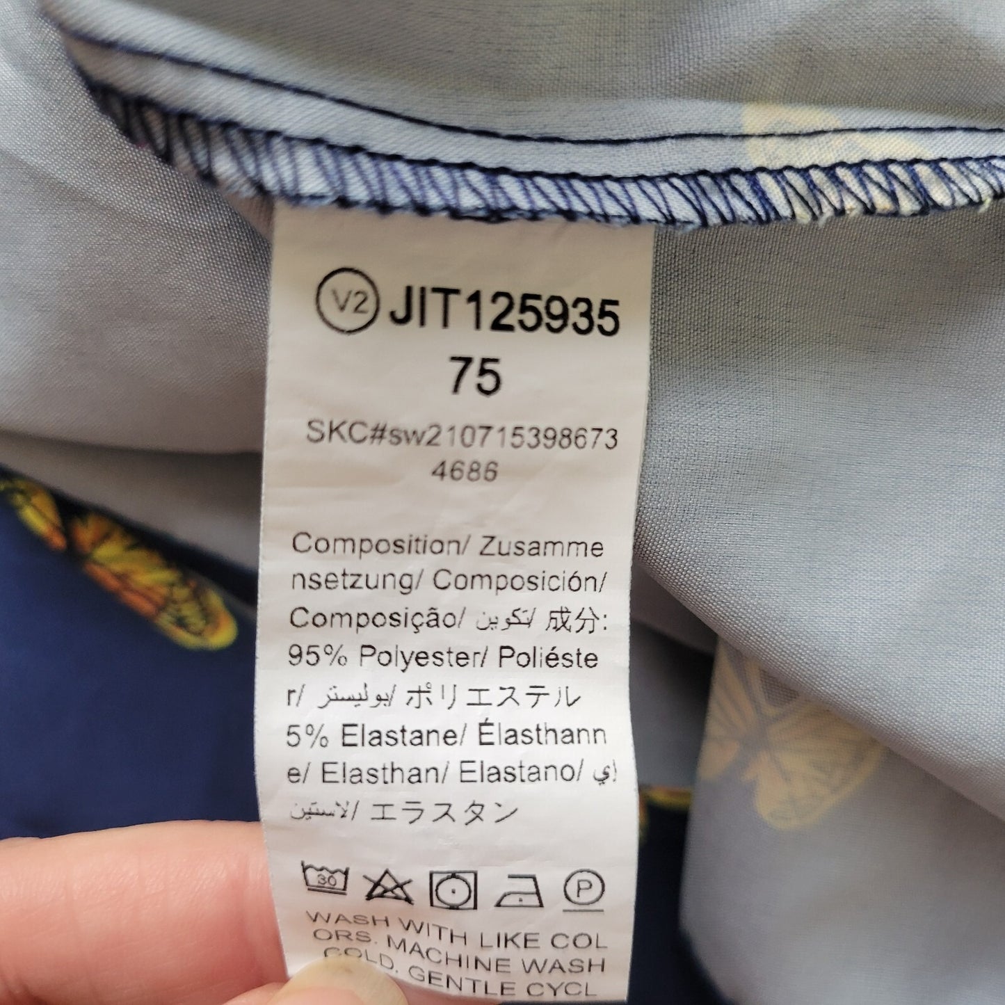 Emery Rose Womens Top 1XL Short Sleeve Blue Butterflies Lightweight Poly Blend