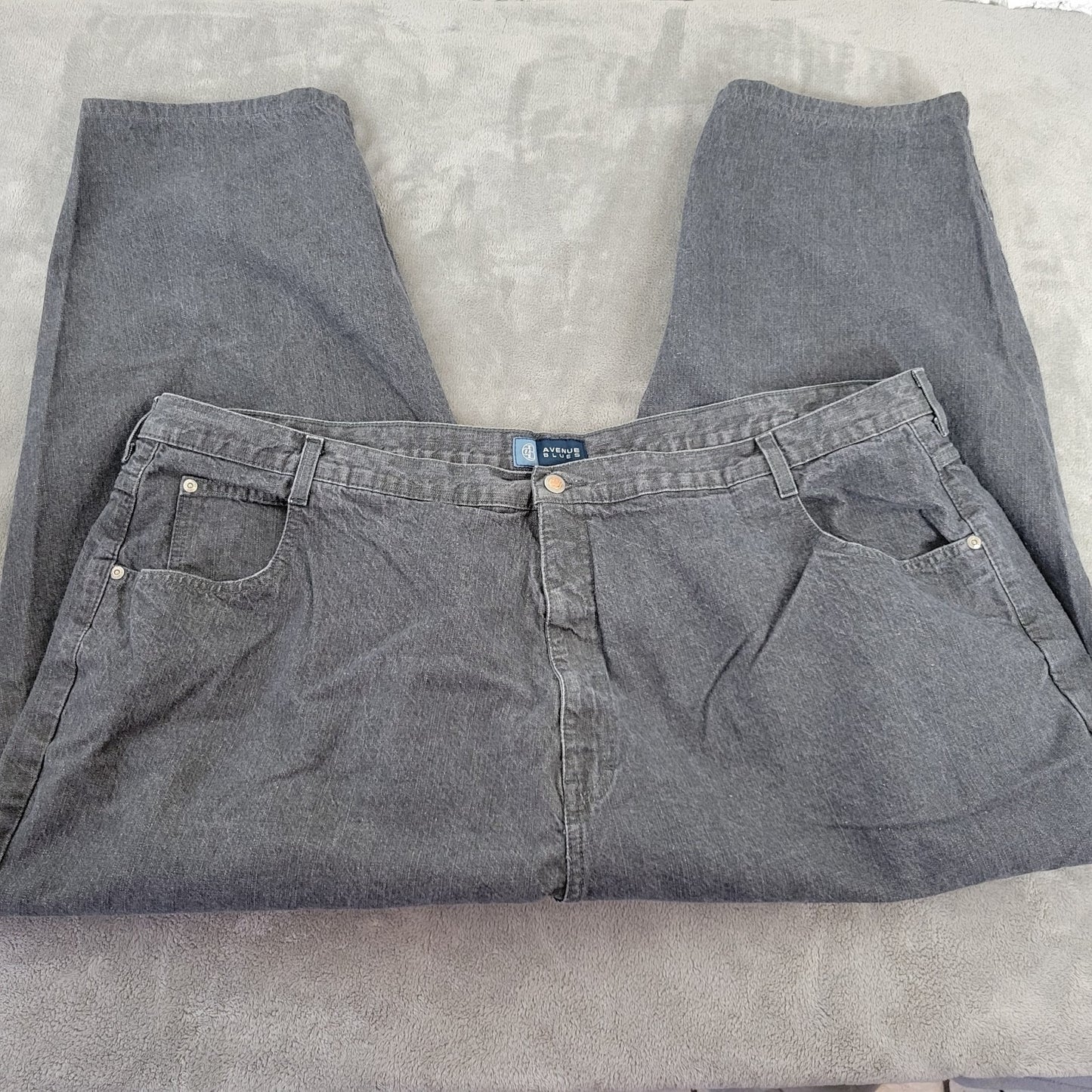 Avenue Blues Womens Jeans 32 Avg Plus Straight Leg Gray Denim Cotton Zip Fly