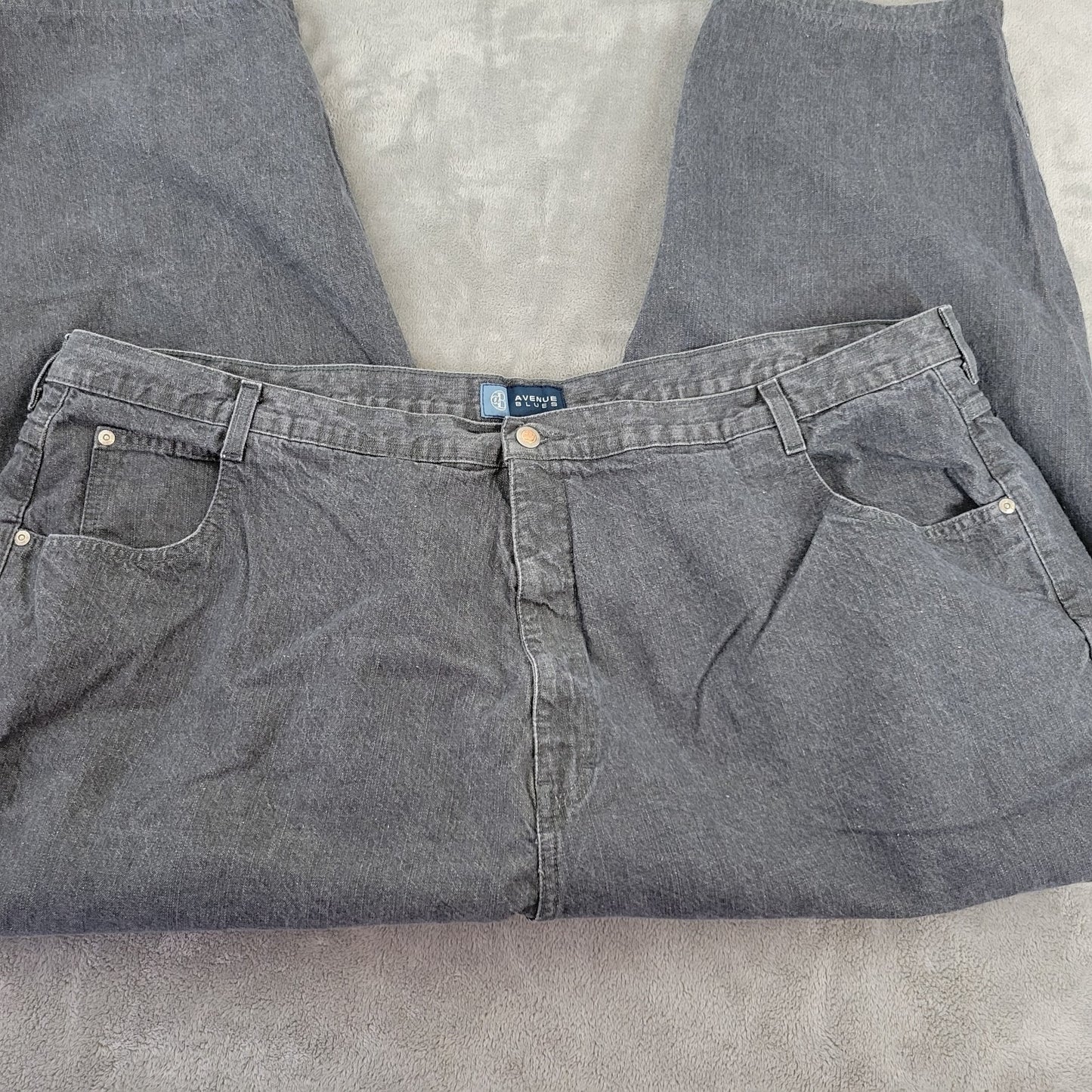 Avenue Blues Womens Jeans 32 Avg Plus Straight Leg Gray Denim Cotton Zip Fly