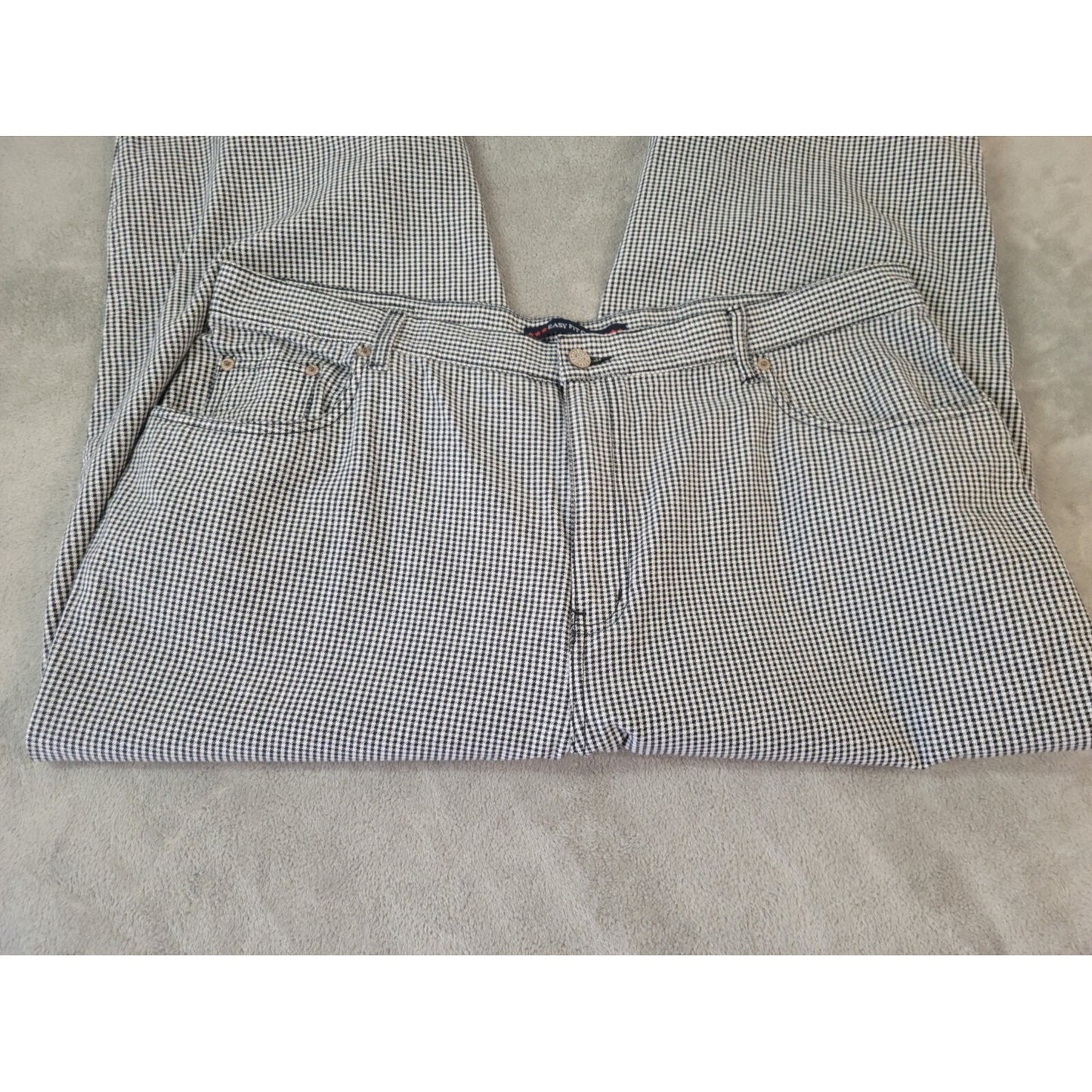 Bill Blass Women Jeans 22W Plus Capri Black Houndstooth Easy Fit Zip Fly Cotton