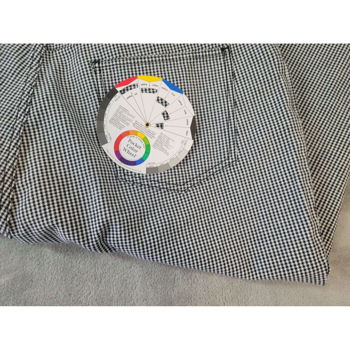 Bill Blass Women Jeans 22W Plus Capri Black Houndstooth Easy Fit Zip Fly Cotton