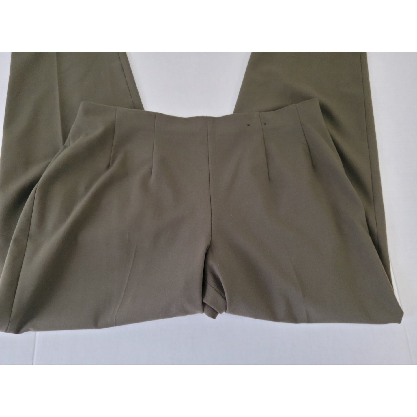 Avenue Womens Pants 16 Average Straight Leg Side Zip Pleated Green Office Casual
