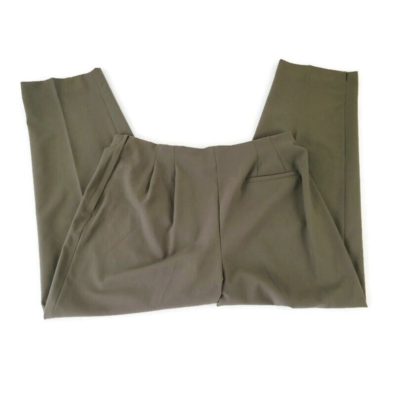 Avenue Womens Pants 16 Average Straight Leg Side Zip Pleated Green Office Casual