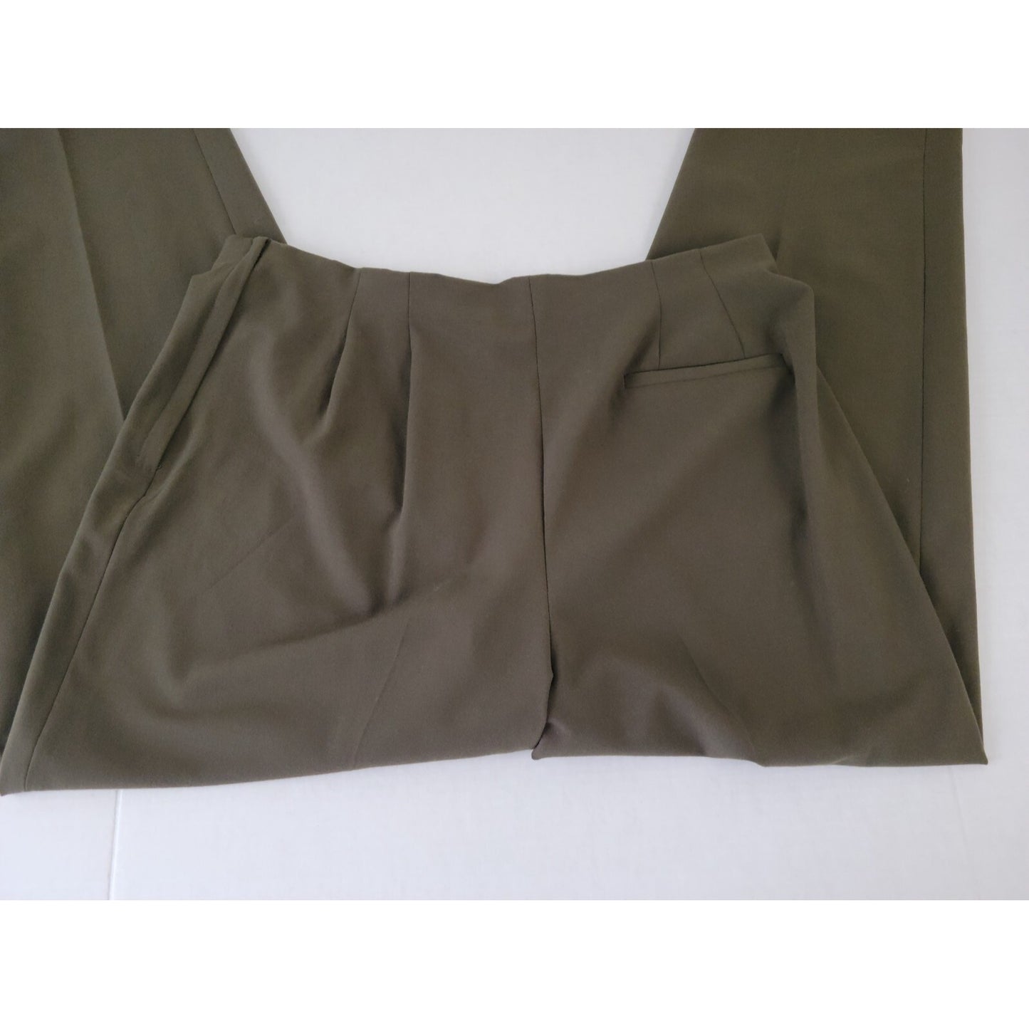 Avenue Womens Pants 16 Average Straight Leg Side Zip Pleated Green Office Casual