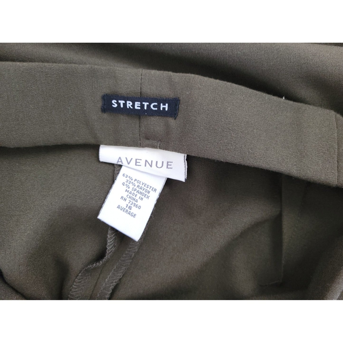 Avenue Womens Pants 16 Average Straight Leg Side Zip Pleated Green Office Casual