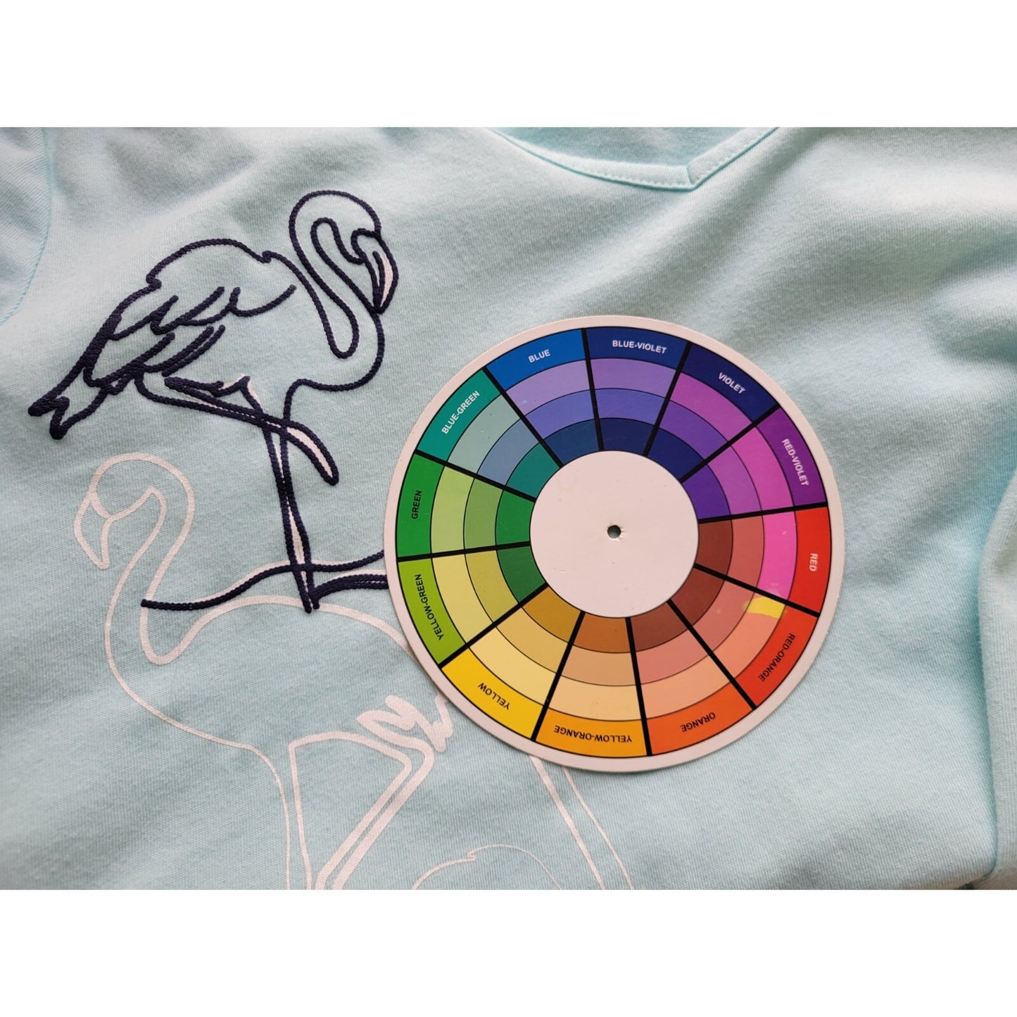 Coral Bay Womens Top 1X Plus Tee 3/4 Sleeve Flamingo Blue Cotton Blend Stretch