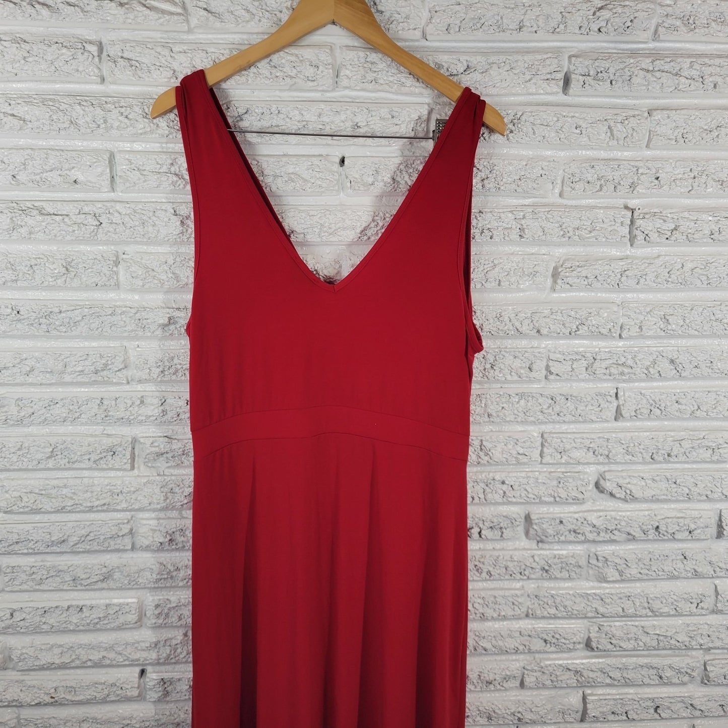 Curvy Sense Womens Dress 3X Plus Sleeveless Maxi Red Sheath Side Slit Poly Blend