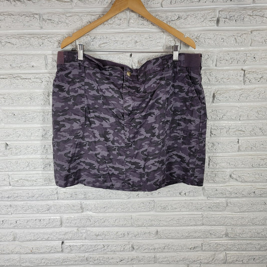 Lee Womens Skort 22 Mid Rise Zip Fly Gray Camouflage Lightweight Cotton Blend