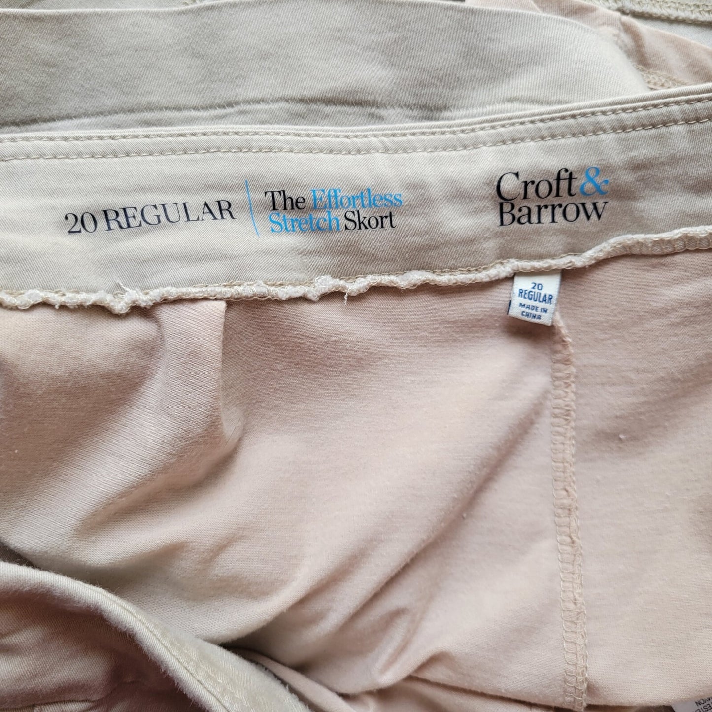 Croft Barrow Women Skort 20 Plus Shorts Skirt Beige Pull On Casual Elastic Waist