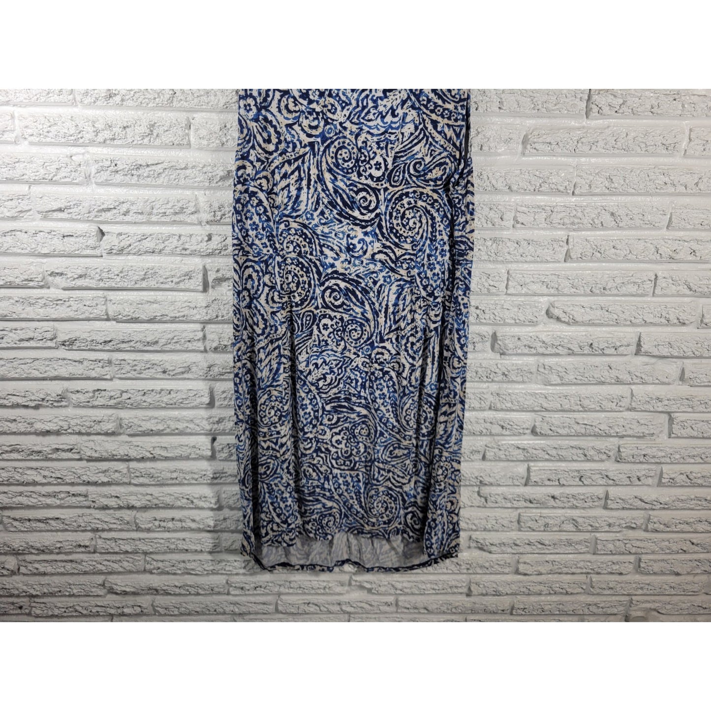 JM Collection Womens Dress 2X Plus Shift Sleeveless Blue Paisley Rayon Blend