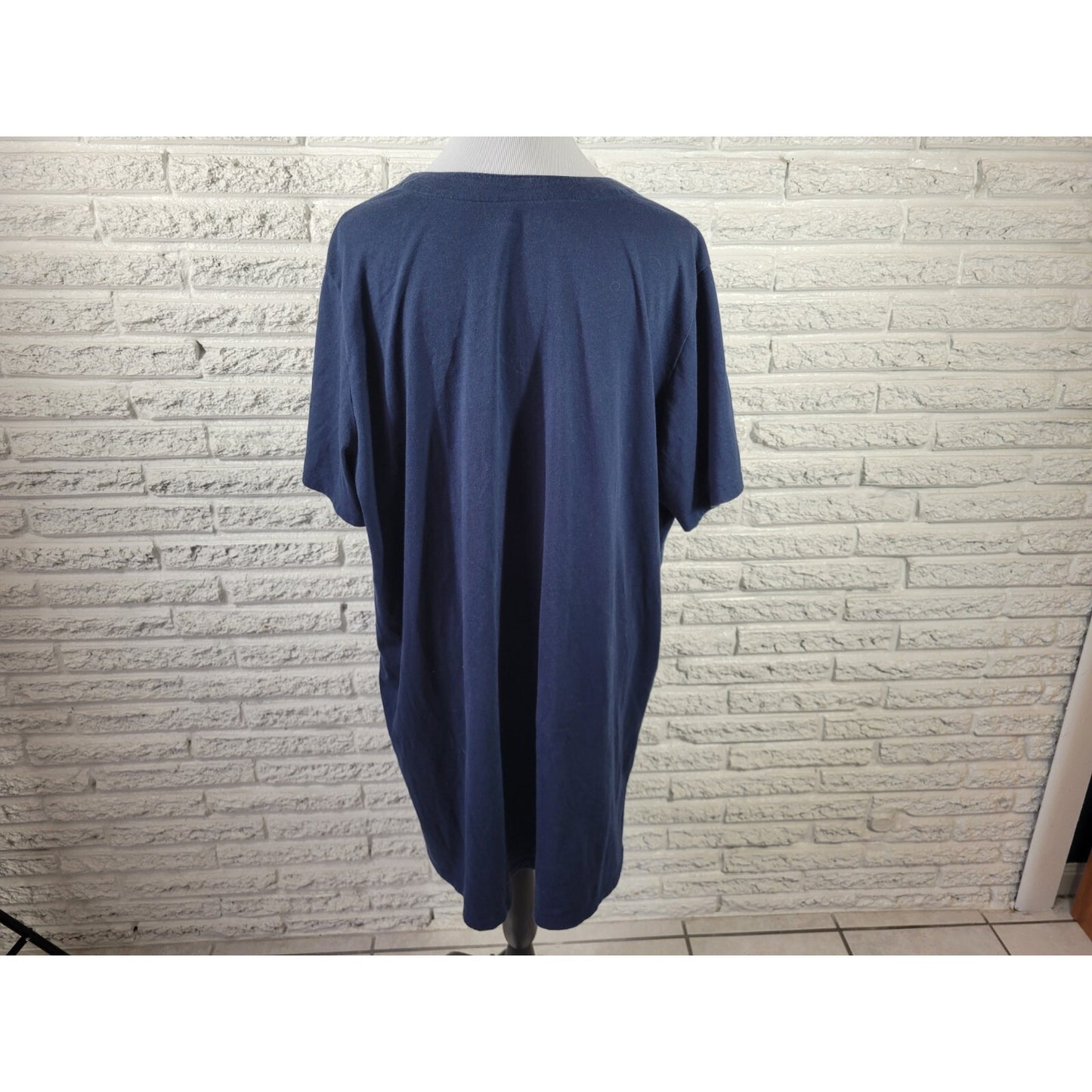 Coral Bay Womens Dress 2X Plus Mini Short Sleeve Blue Cotton Blend Embroidered