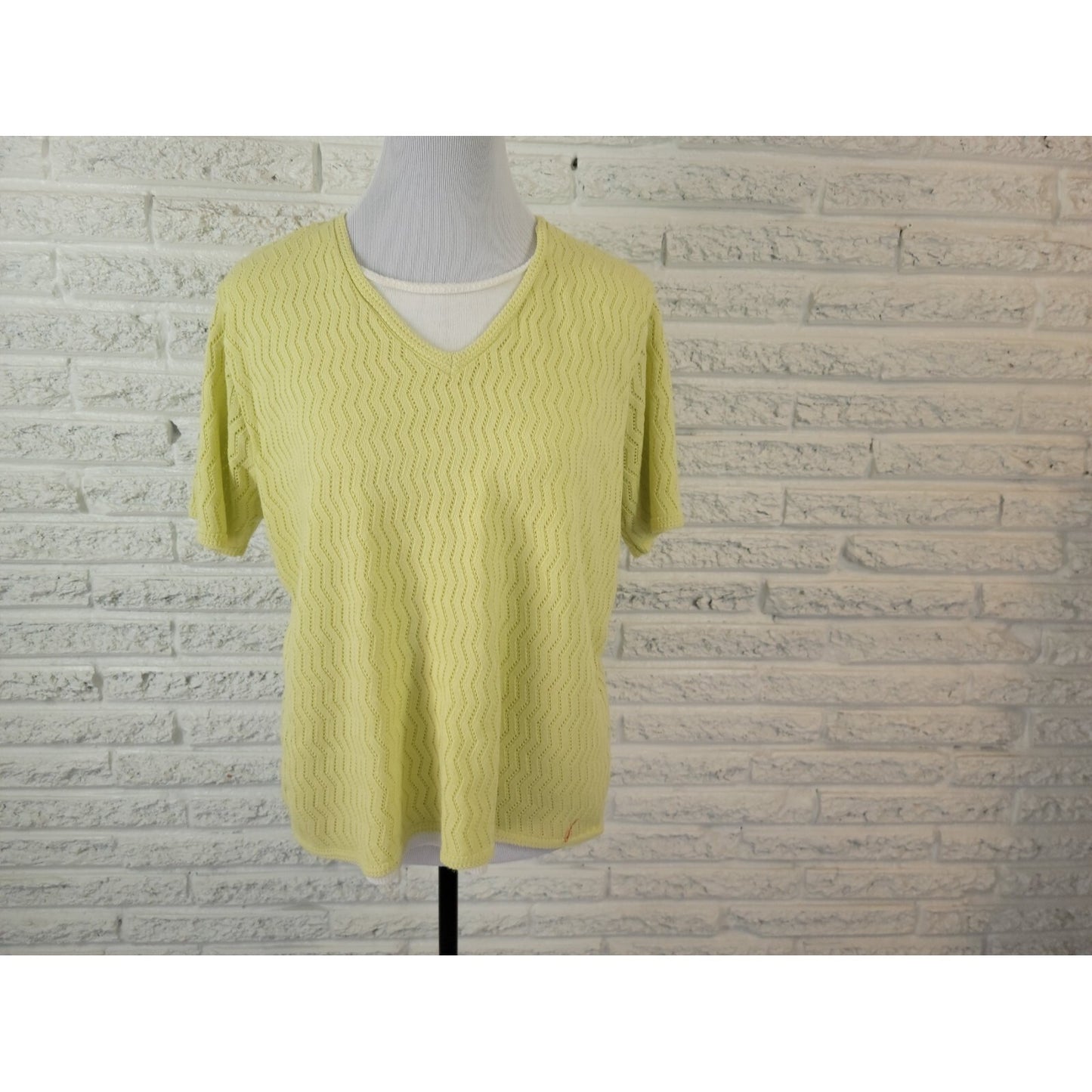 Alfred Dunner Women Sweater Extra Large XL Short Sleeve Yellow Lightweight Lined