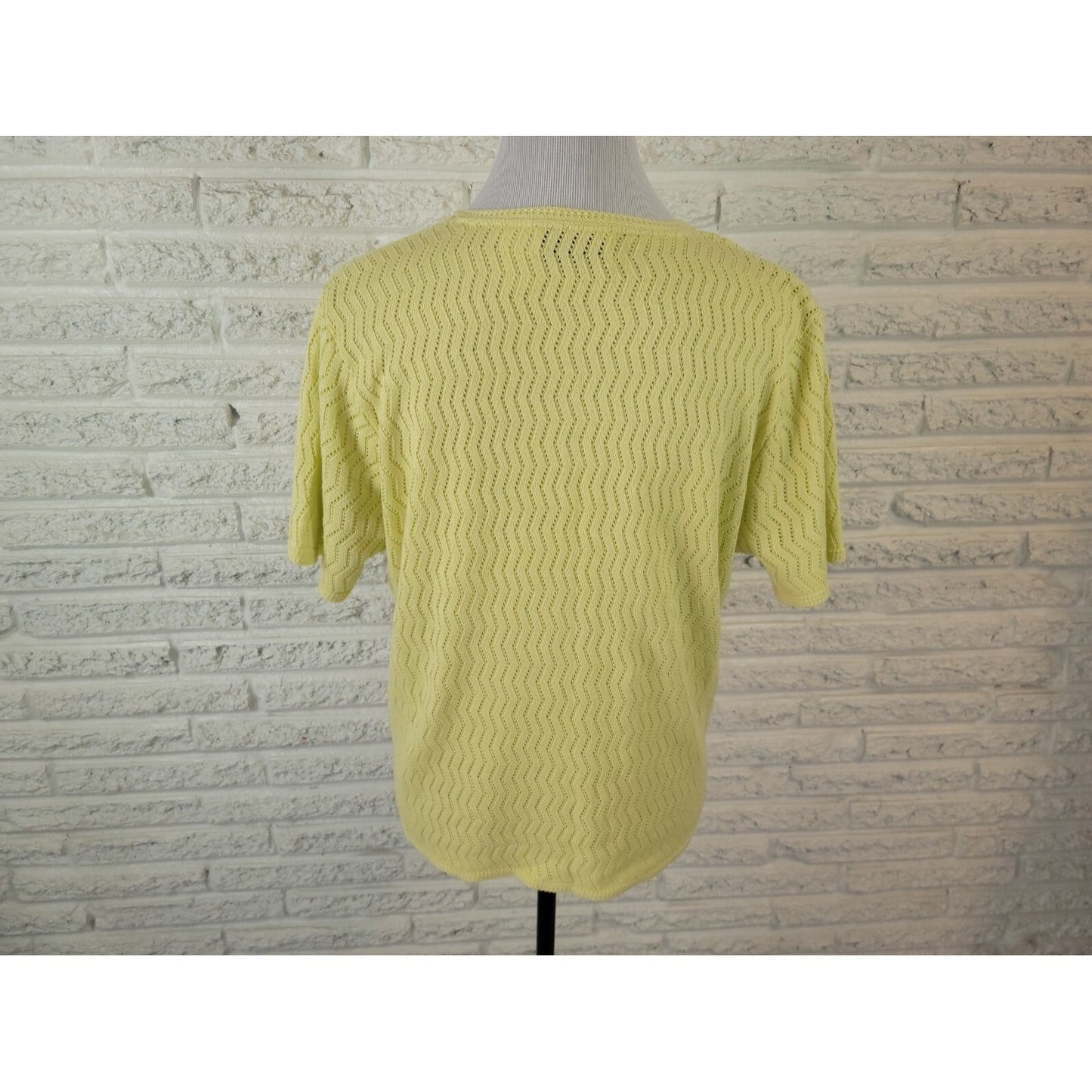 Alfred Dunner Women Sweater Extra Large XL Short Sleeve Yellow Lightweight Lined