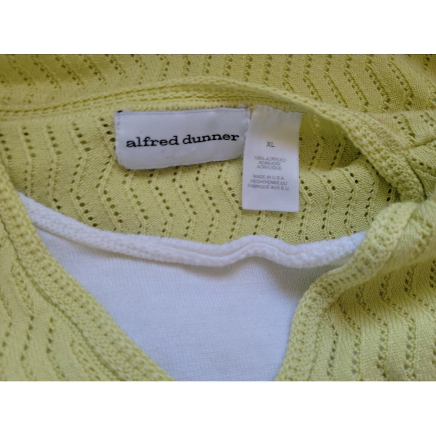 Alfred Dunner Women Sweater Extra Large XL Short Sleeve Yellow Lightweight Lined