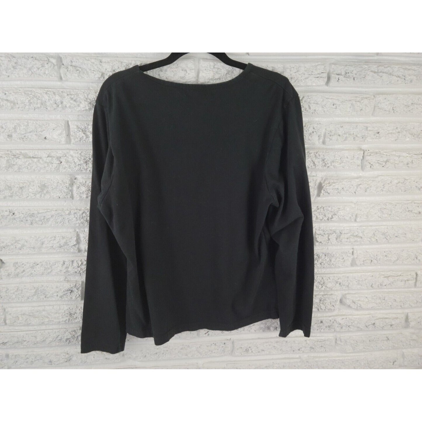 Christmas Carolyn Taylor Womens Top Extra Large Embroider Black Jolly Hollydays