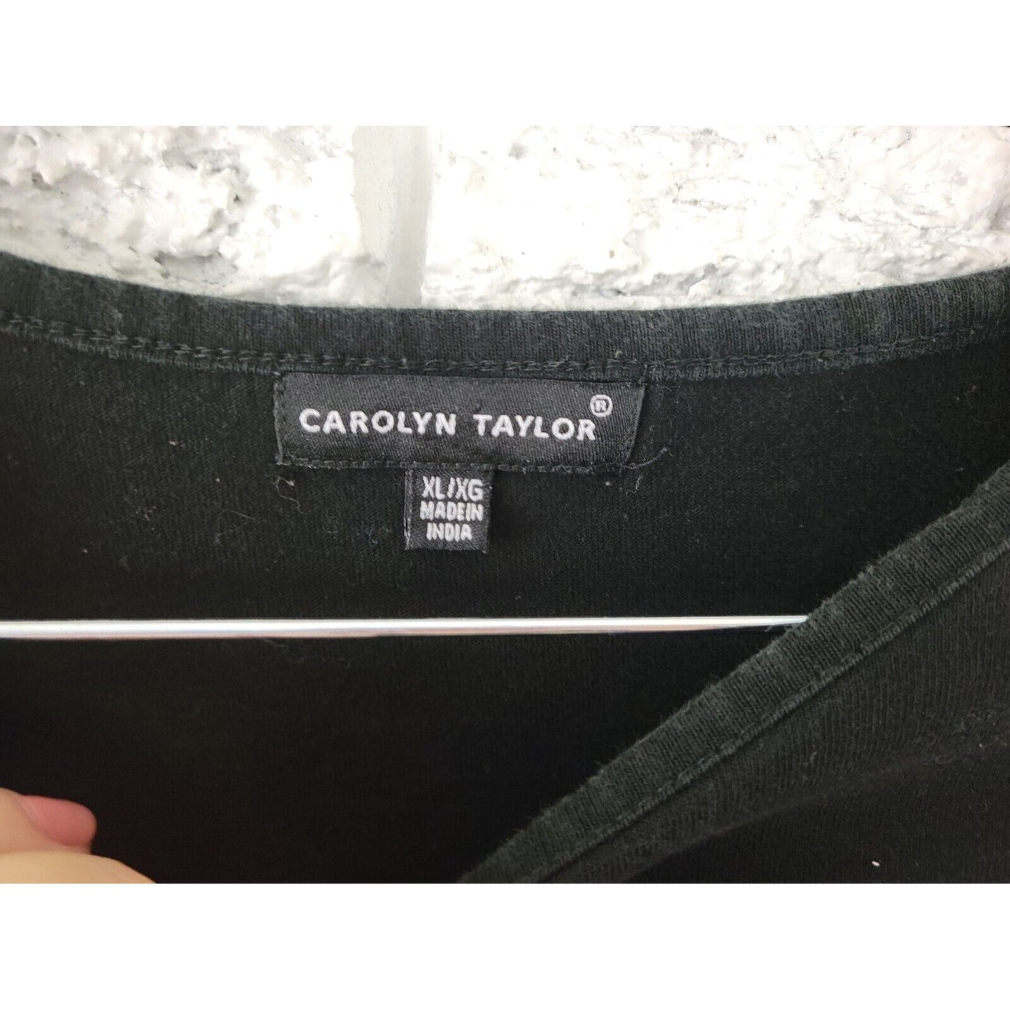Christmas Carolyn Taylor Womens Top Extra Large Embroider Black Jolly Hollydays