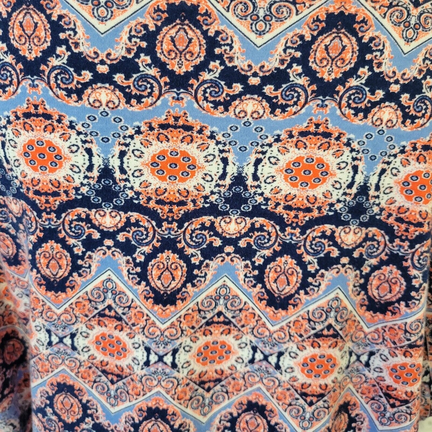 Rebecca Malone Womens Top 2X Plus Tee Blue Pink Geometric Cotton Lightweight