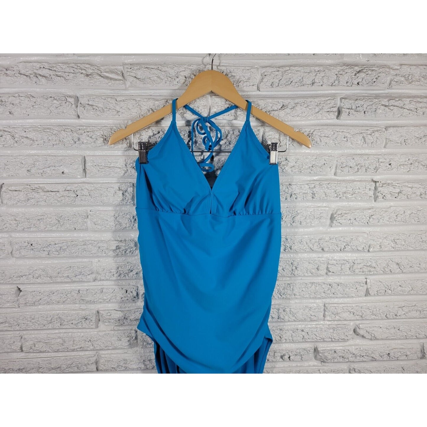 Old Navy Womens Swimsuit XXL One Piece Halter Blue Beach Pool Rayon Spandex