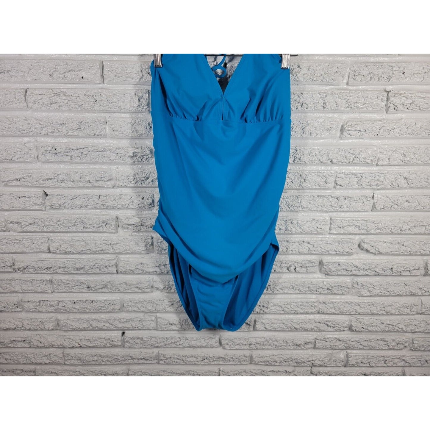 Old Navy Womens Swimsuit XXL One Piece Halter Blue Beach Pool Rayon Spandex