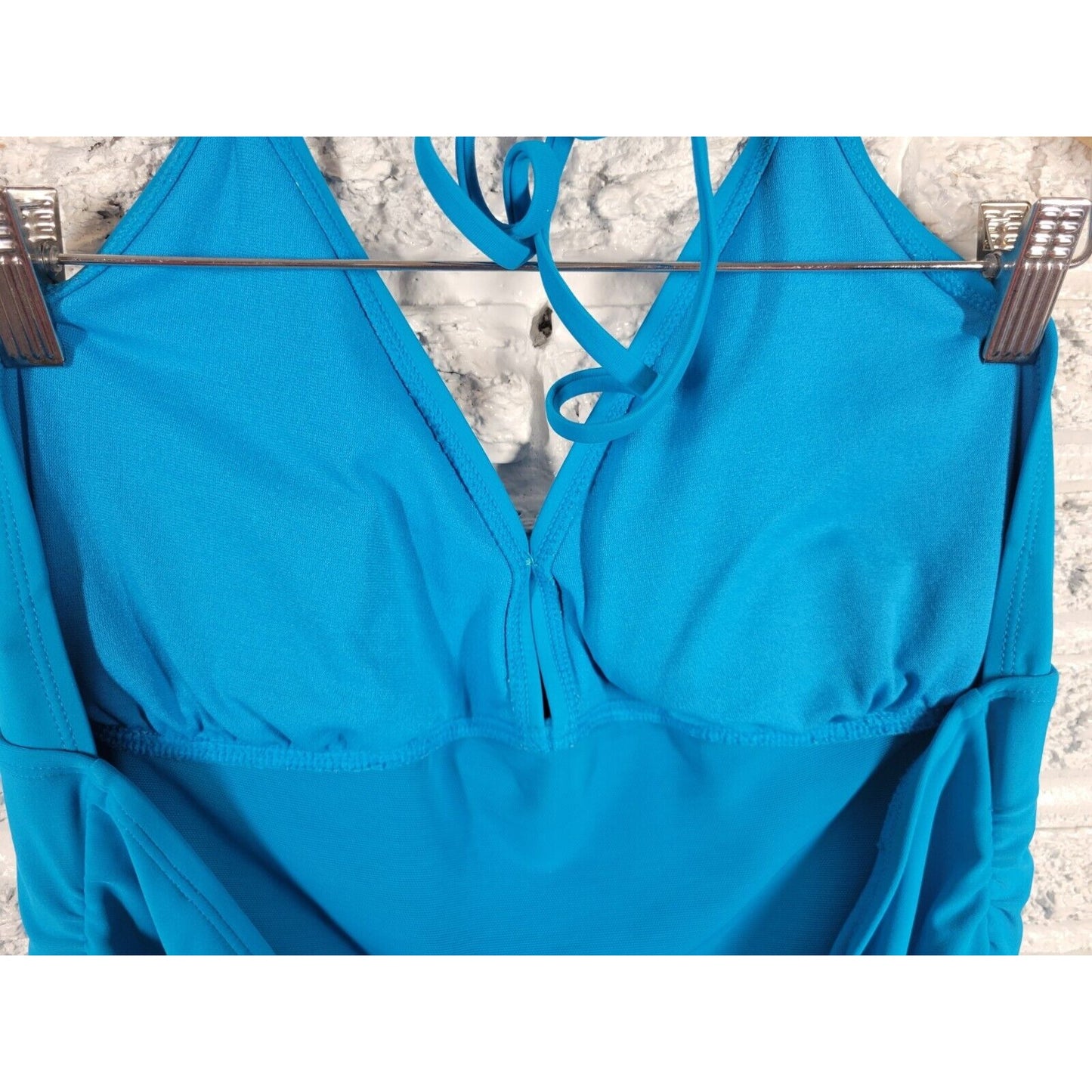 Old Navy Womens Swimsuit XXL One Piece Halter Blue Beach Pool Rayon Spandex