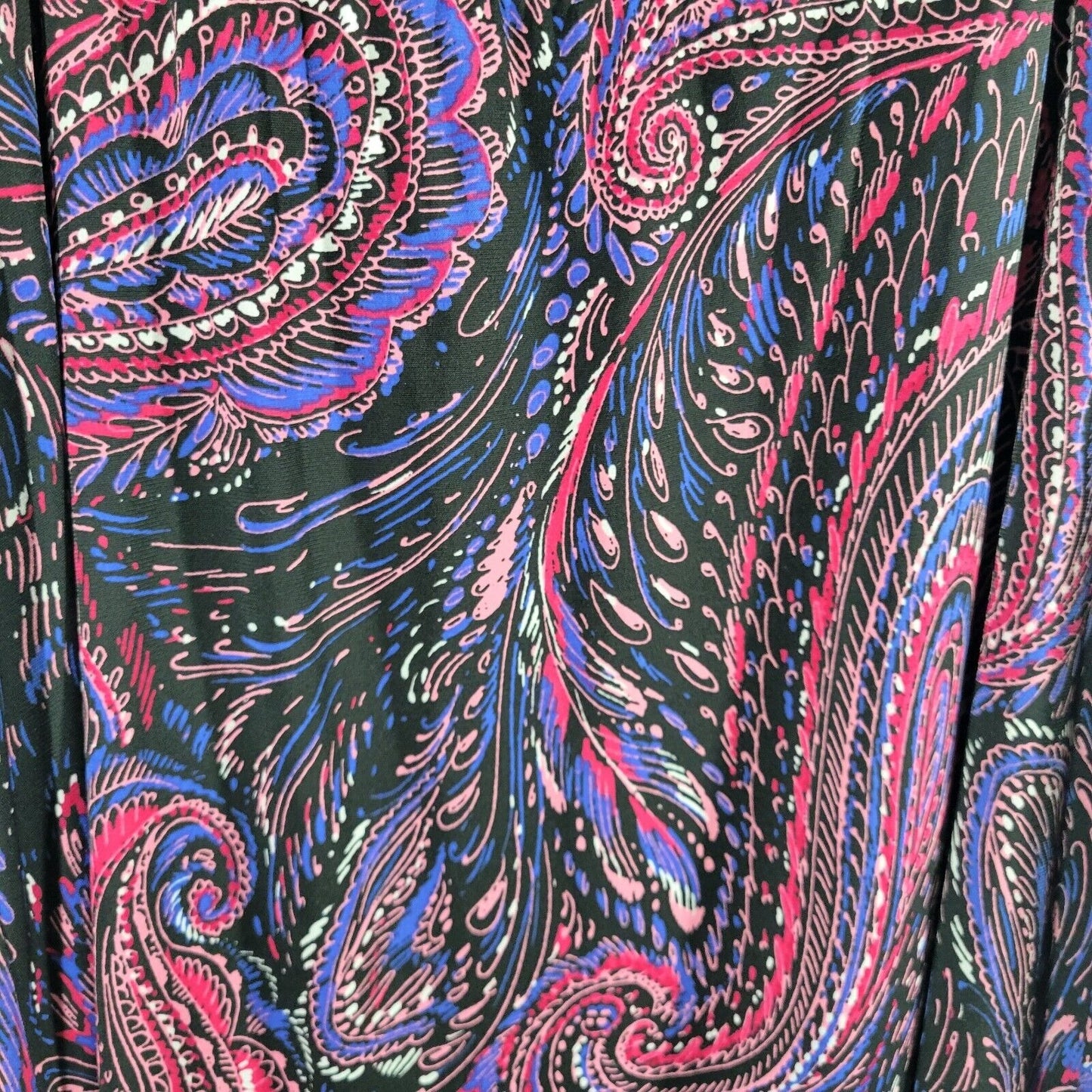 Catherines Anywear Womens Skirt 1X Pull On Midi Purple Pink Paisley Poly Blend