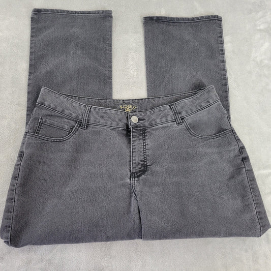 Riders By Lee Womens Jeans 16W Plus Boot Cut Muted Black Denim Zip Fly Pockets