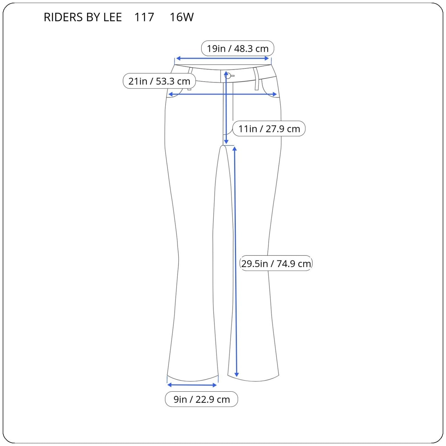 Riders By Lee Womens Jeans 16W Plus Boot Cut Muted Black Denim Zip Fly Pockets