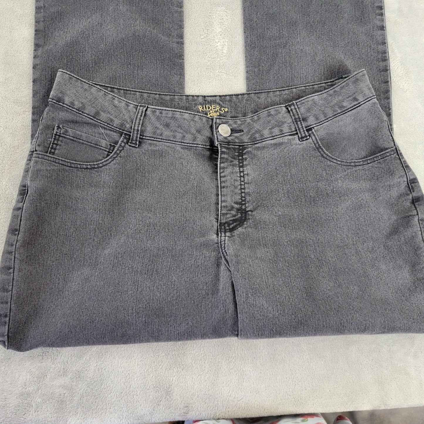 Riders By Lee Womens Jeans 16W Plus Boot Cut Muted Black Denim Zip Fly Pockets