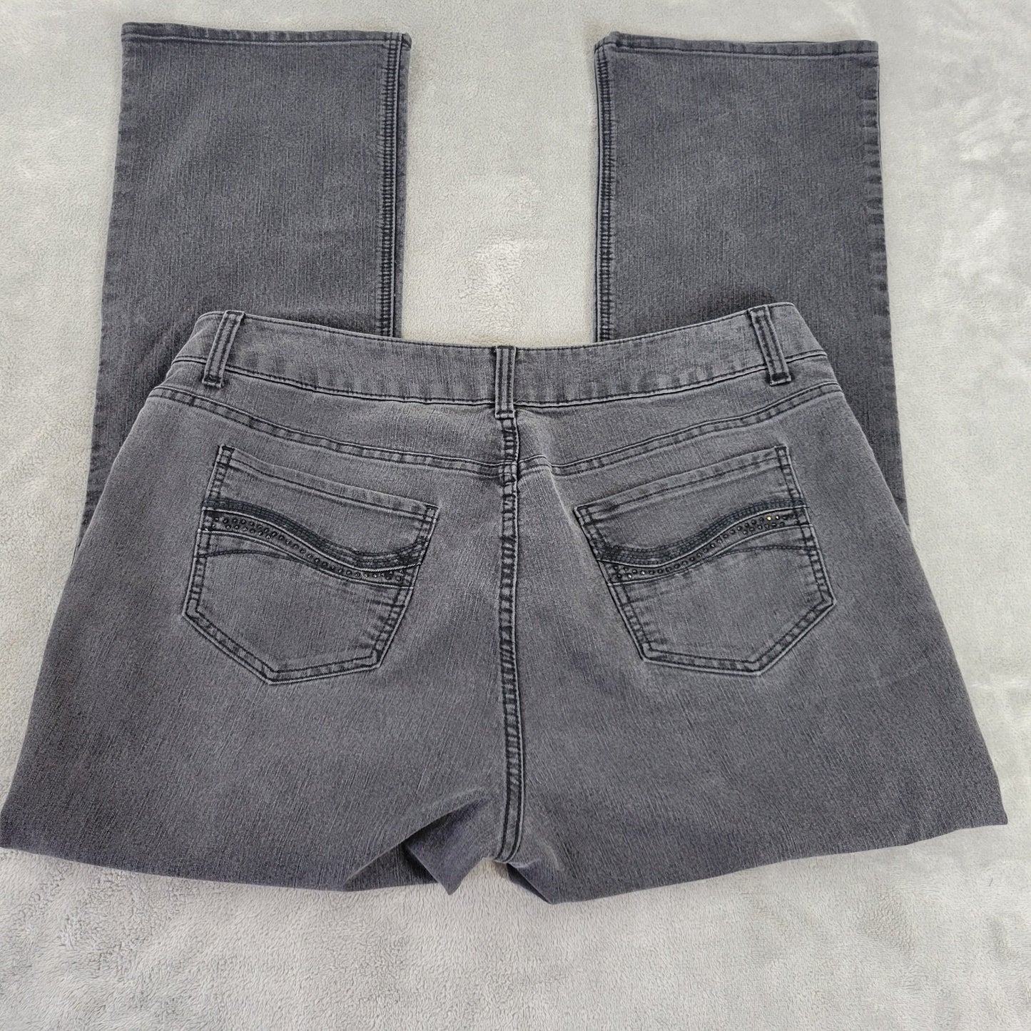 Riders By Lee Womens Jeans 16W Plus Boot Cut Muted Black Denim Zip Fly Pockets