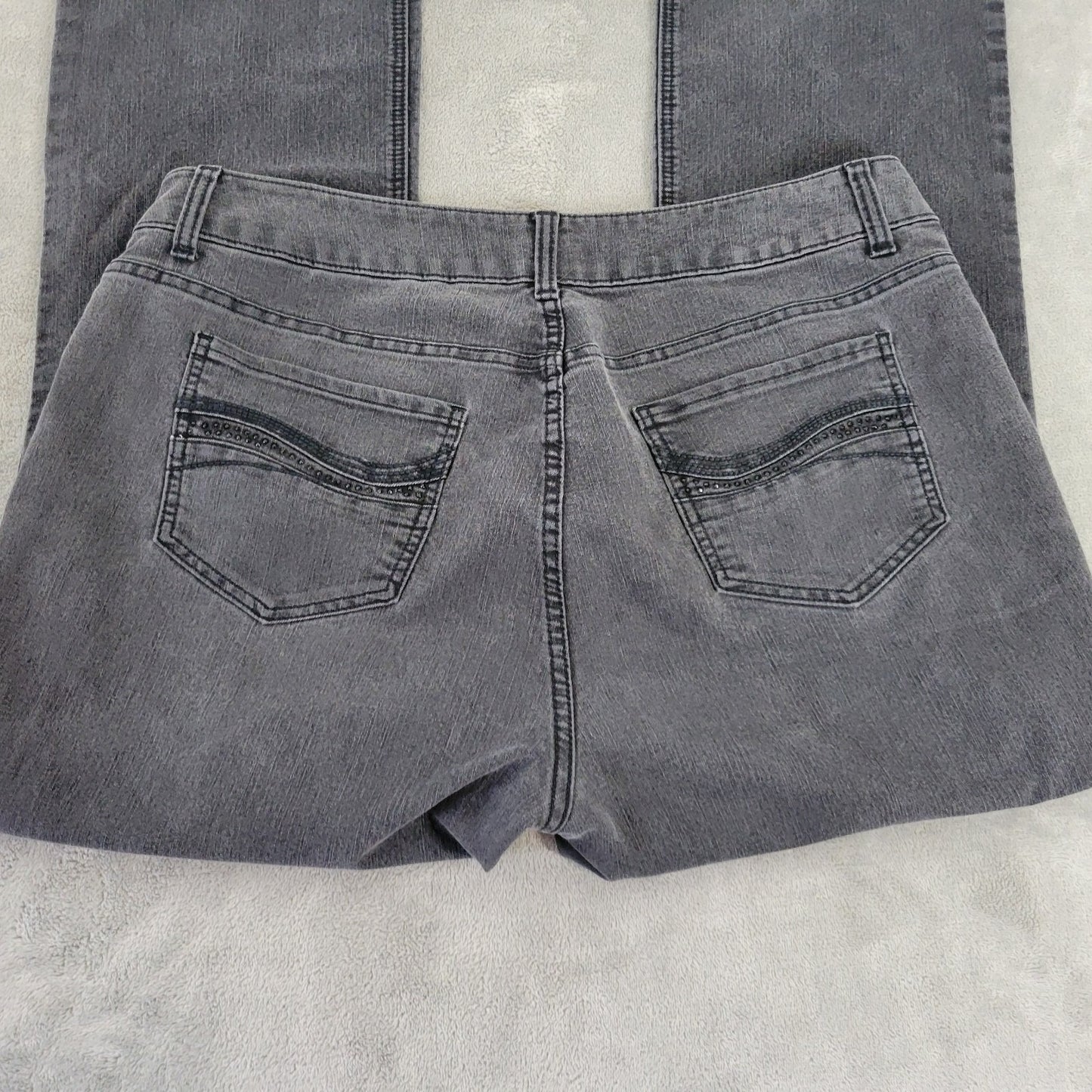 Riders By Lee Womens Jeans 16W Plus Boot Cut Muted Black Denim Zip Fly Pockets