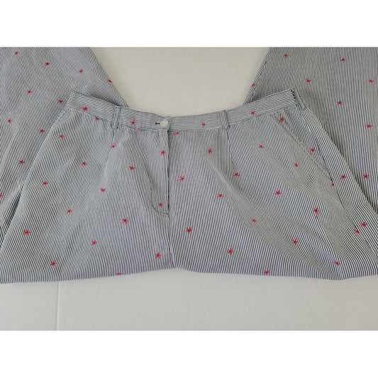 Sag Harbor Womens Pants 18 Plus Capri Embroider Stars Seersucker Gray Stripe