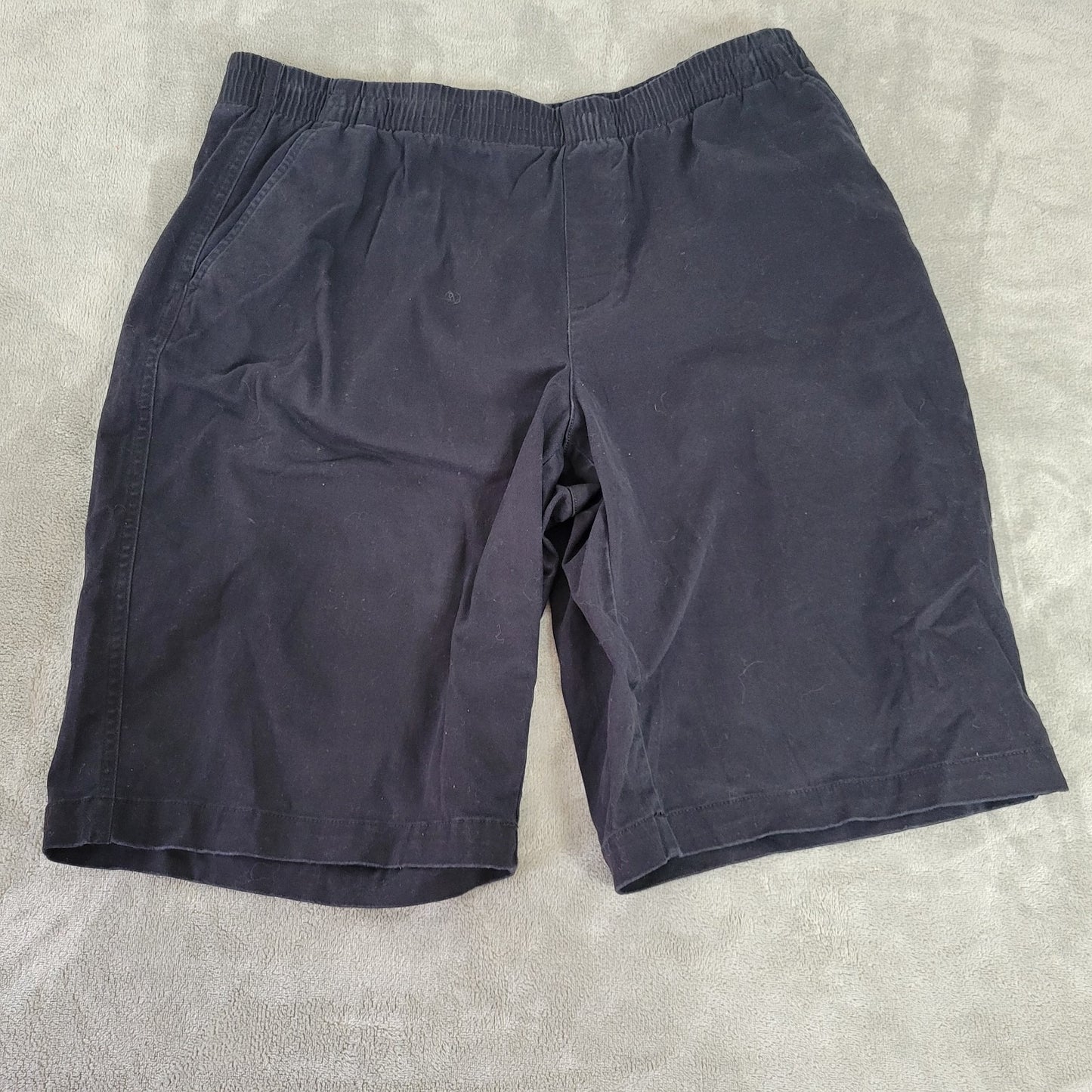 Lands End Womens Shorts 16 Plus Pull On Mid Rise Black Comfort Waist Pockets