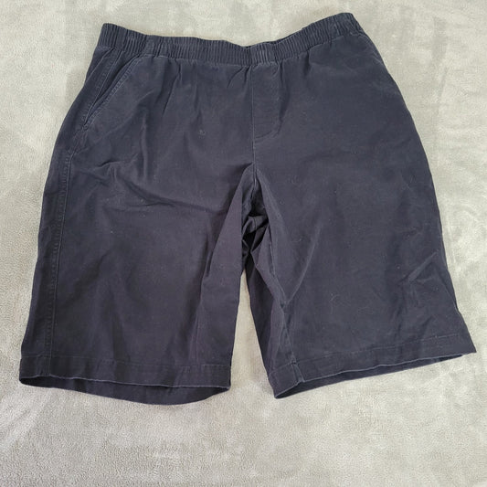 Lands End Womens Shorts 16 Plus Pull On Mid Rise Black Comfort Waist Pockets