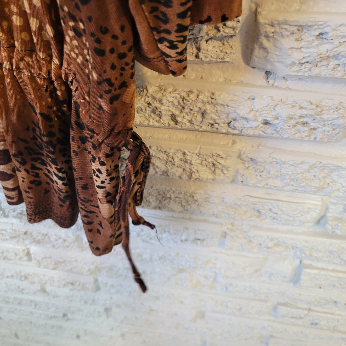 Vue Point Womens Top 2X Plus 3/4 Sleeve Brown Animal Print Travel Knit Office