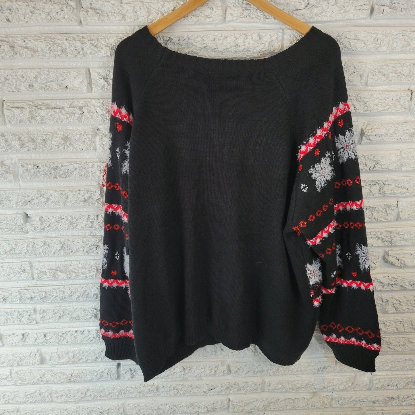 Merry Christmas Womens Sweater 3X 24W 26W Plus Long Sleeve Black Embroidered