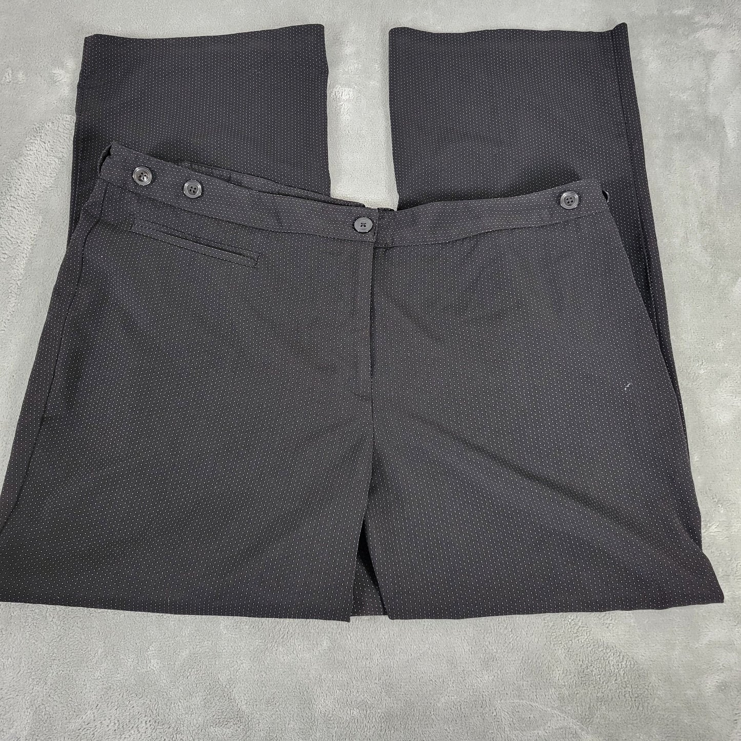 Catherines Womens Pants 18W Plus Black Tiny Dots Adjustable Waist Zip Poly Blend