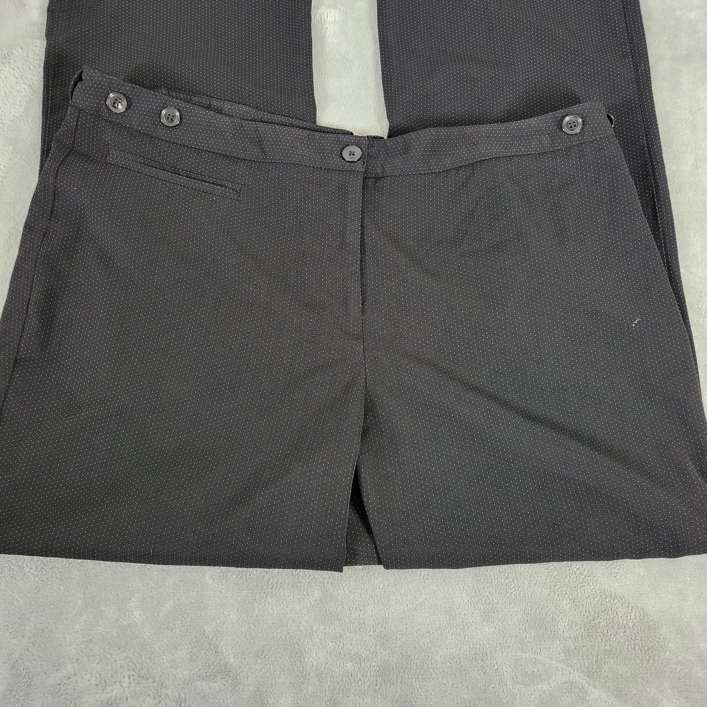 Catherines Womens Pants 18W Plus Black Tiny Dots Adjustable Waist Zip Poly Blend