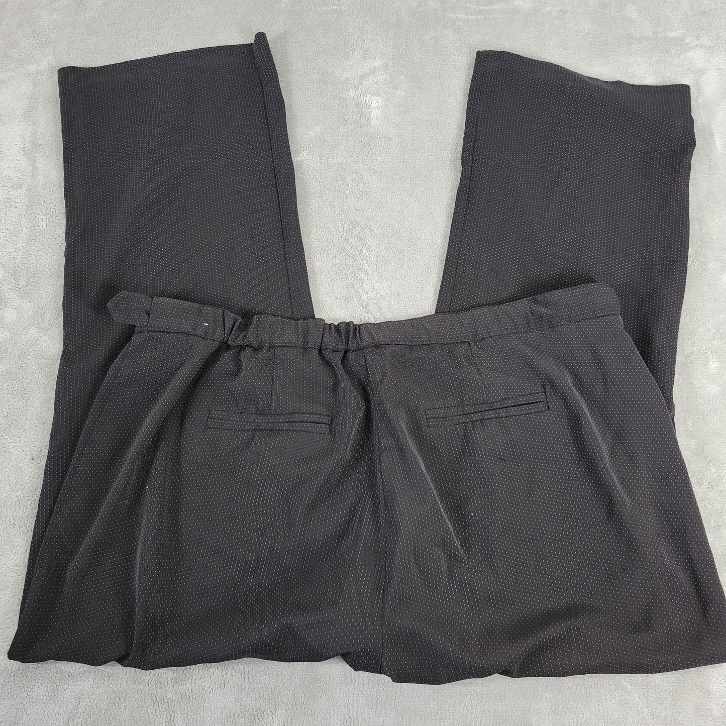 Catherines Womens Pants 18W Plus Black Tiny Dots Adjustable Waist Zip Poly Blend