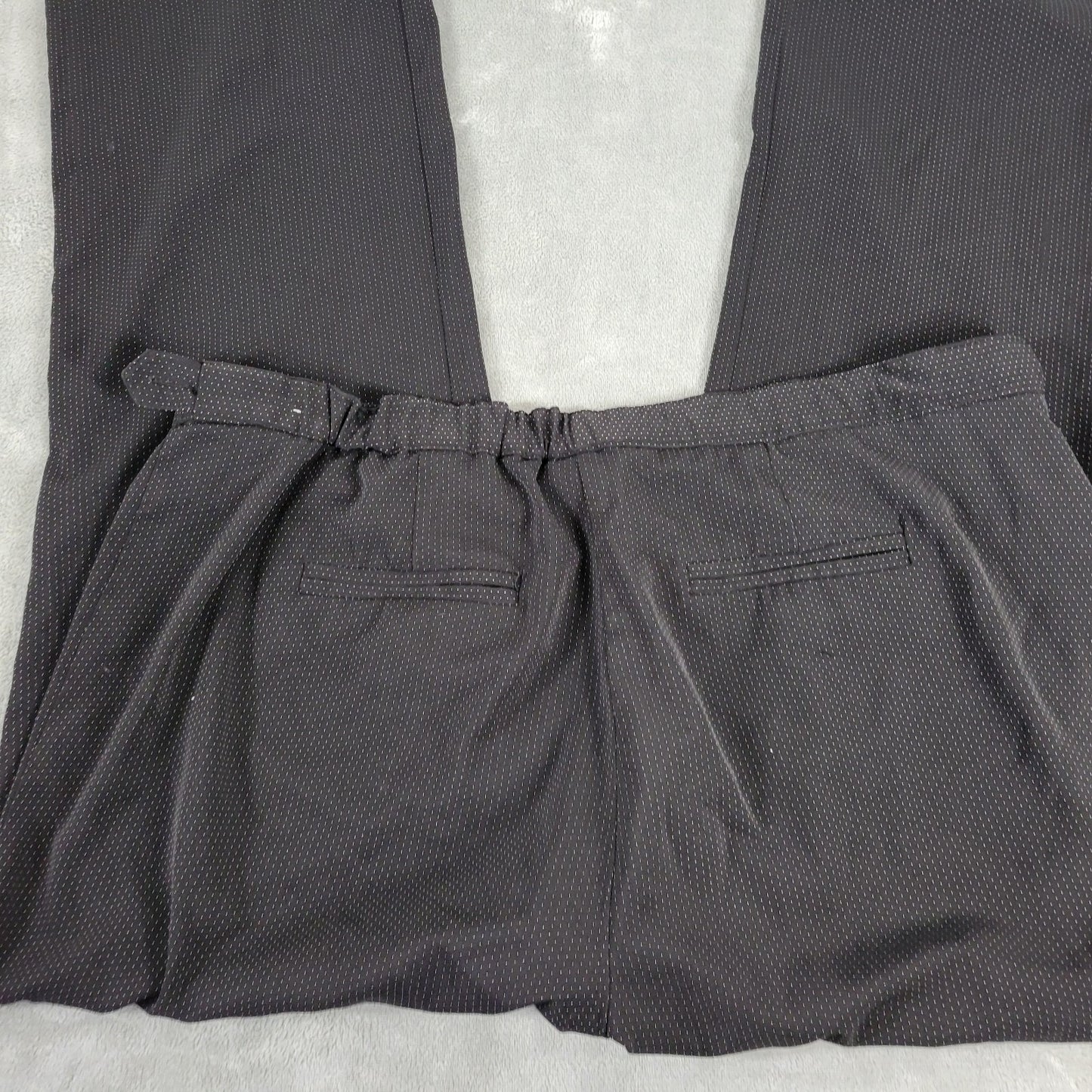 Catherines Womens Pants 18W Plus Black Tiny Dots Adjustable Waist Zip Poly Blend