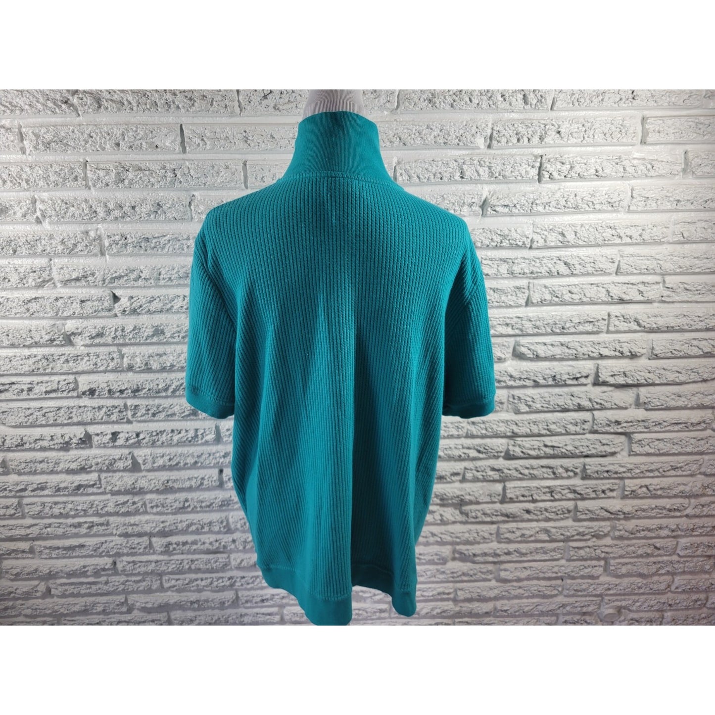 Liz & Me Womens Sweater 0X 14W 16W Plus Full Zip Blue Turtleneck Casual Pockets