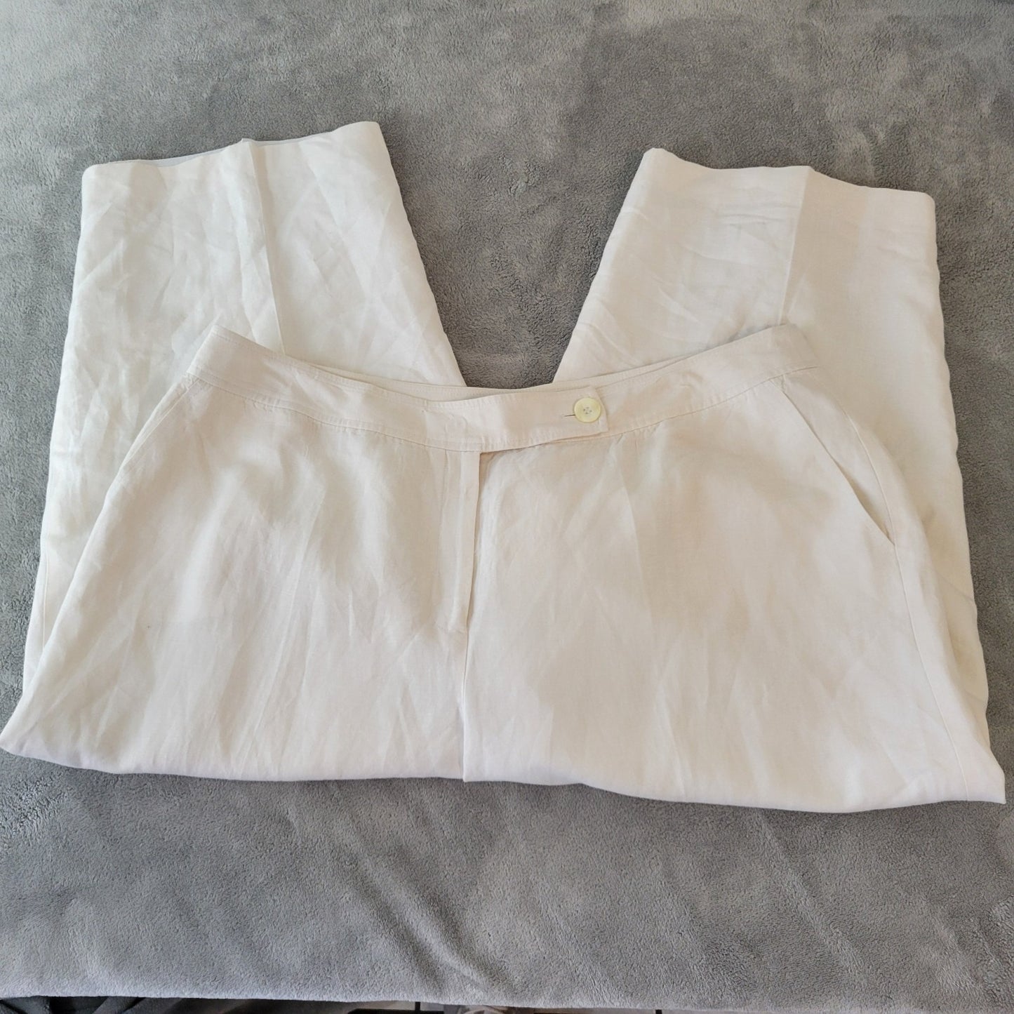 Norton McNaughton Womens Pants 20W Plus Capri White Linen Rayon Lined Office