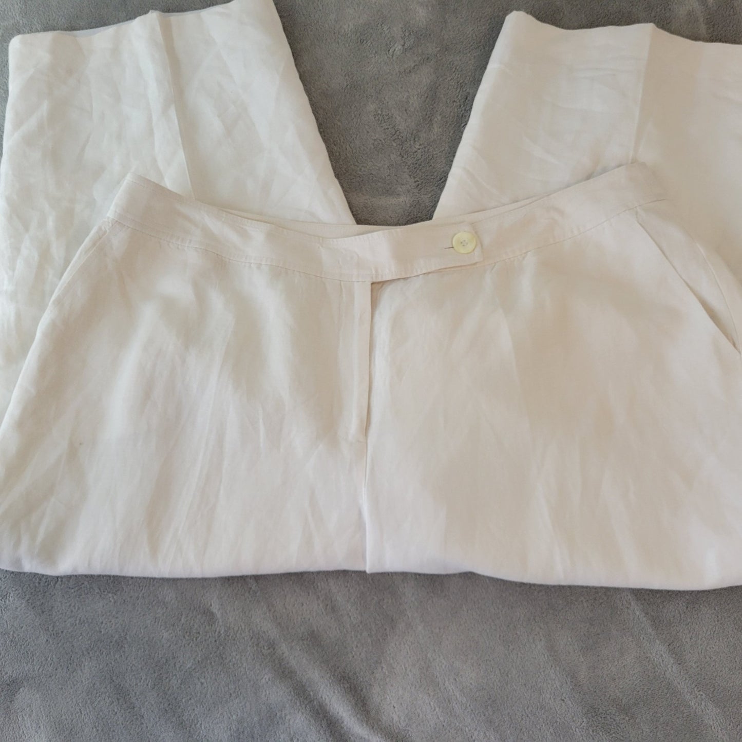 Norton McNaughton Womens Pants 20W Plus Capri White Linen Rayon Lined Office