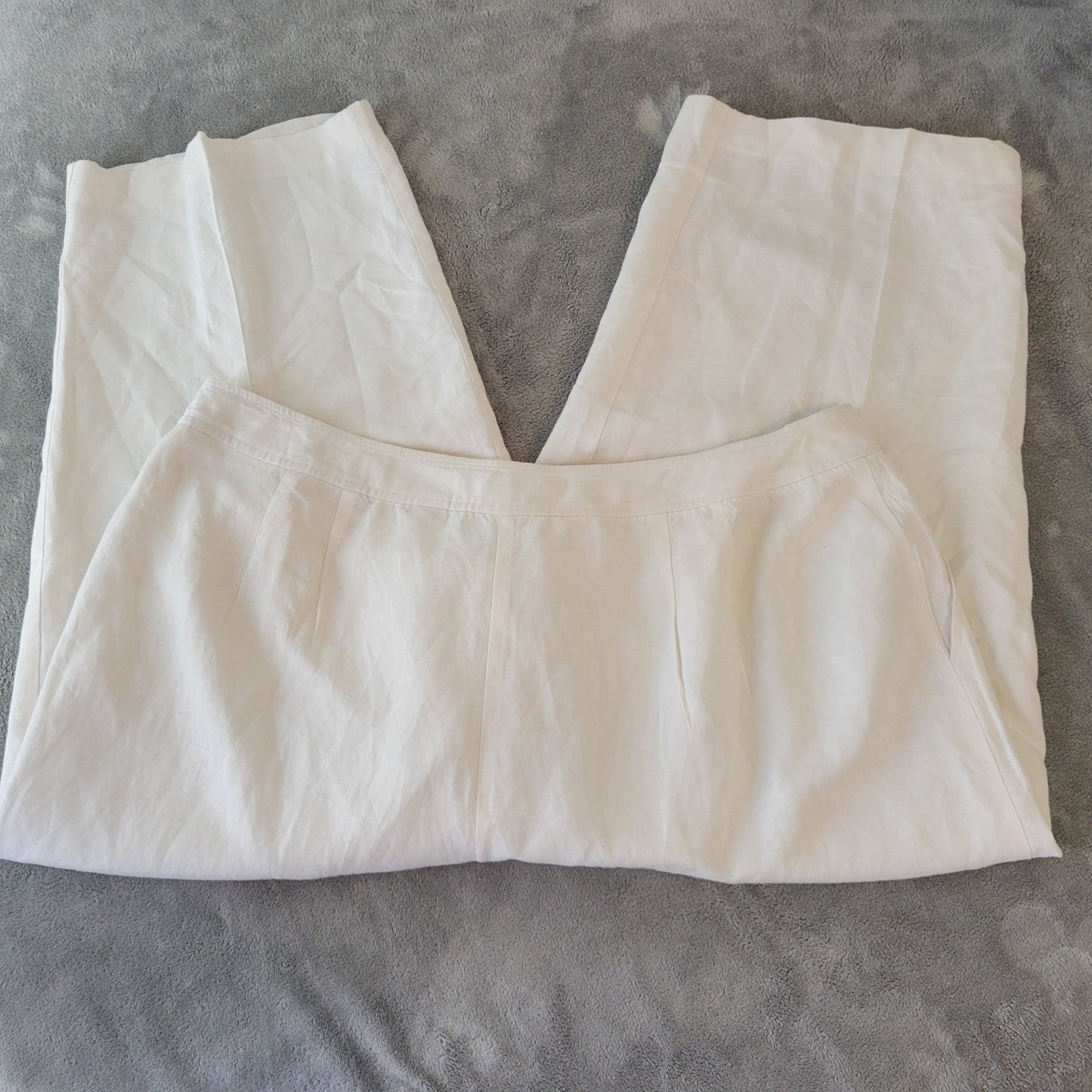 Norton McNaughton Womens Pants 20W Plus Capri White Linen Rayon Lined Office