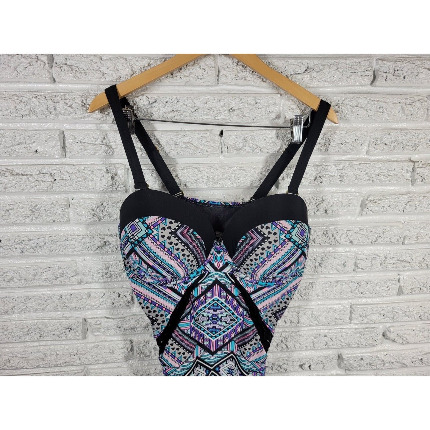 Swimsuits for All Womens Swimsuit 18 One Piece Lattice Sides Underwire Bra Blue